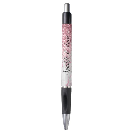 Roze witte marmer Glitter Pen (Voorkant Verticaal)