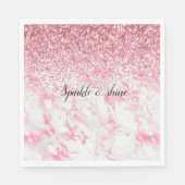 Roze witte marmer Glitter Servet (Voorkant)