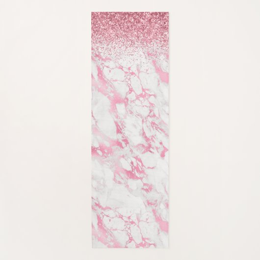 Roze witte marmer Glitter Yogamat (Voorkant)