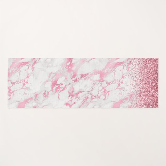 Roze witte marmer Glitter Yogamat (Voorkant (horizontaal))