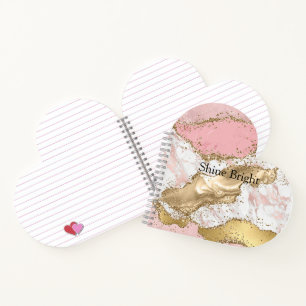 Roze Witte Marmer Gouden Glitters Notitieboek