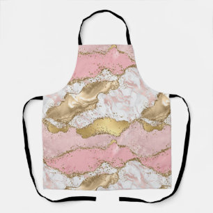 Roze Witte Marmer Gouden Glitters Schort