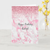 Roze witte marmer kaart (Gele Bloem)