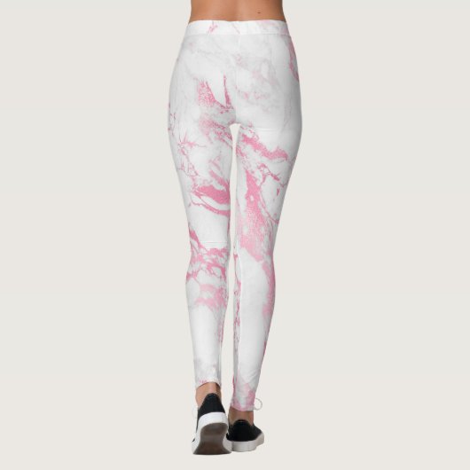 Roze witte marmer leggings (Achterkant)