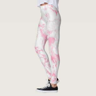 Roze witte marmer leggings