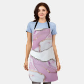 Roze witte marmer schort (Gedragen)