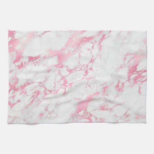 Roze witte marmer theedoek (Horizontaal)