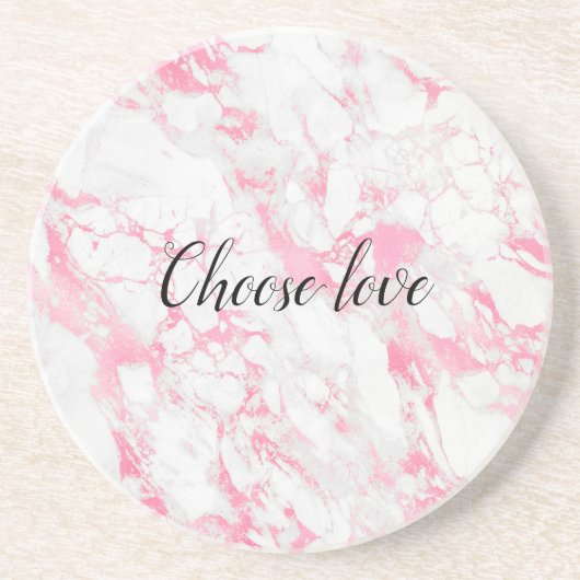 Roze witte marmer zandsteen onderzetter (Voorkant)