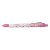 Roze witte marmeren glitterpen zwarte inkt pen (Bovenkant)