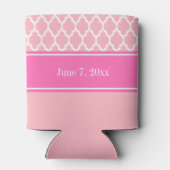 Roze Witte Marokkaanse #4 Heet Roze Naam Bruiloft Blikjeskoeler (Achterkant)