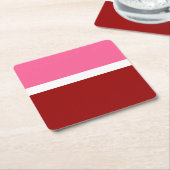 Roze Witte Maroon Rode Kleurblok Kartonnen Onderzetters (Schuin)