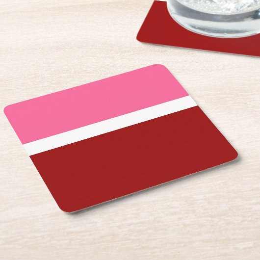 Roze Witte Maroon Rode Kleurblok Kartonnen Onderzetters