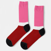 Roze Witte Maroon Rode Kleurblok Sokken (Links)