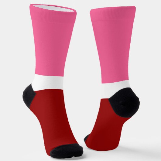 Roze Witte Maroon Rode Kleurblok Sokken