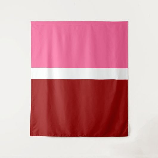 Roze Witte Maroon Rode Kleurblok Wandkleed (Voorkant)