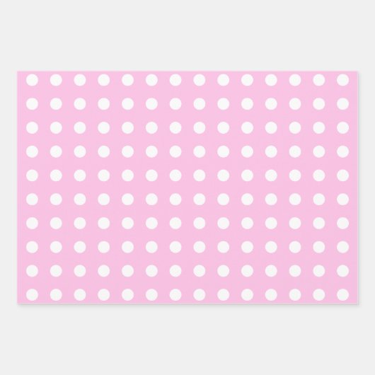 Roze Witte Matching Patterns Gingham Stippen Strip Inpakpapier Vel (Voorkant 3)