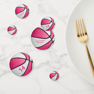 roze witte meisjes basketbal verjaardagsfeestje confetti
