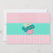 Roze & Witte Meisjes Cupcake Blackboard 1e verjaar Kaart (Achterkant)