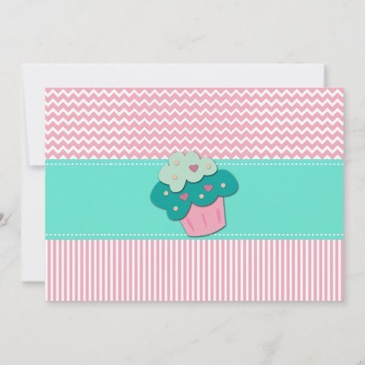 Roze & Witte Meisjes Cupcake Blackboard 1e verjaar Kaart (Achterkant)