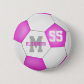 roze witte meisjes voetbal gepersonaliseerd ronde button 5,7 cm (Voorkant)
