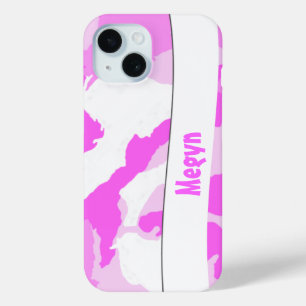 Roze Witte Meisjesachtige Camouflagepatroon Aangep iPhone 15 Case