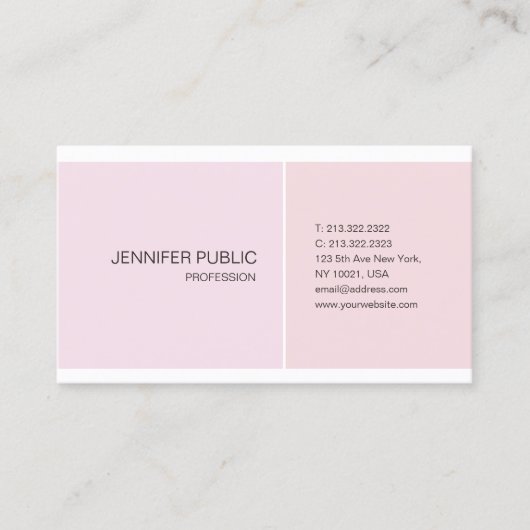 Roze witte minimalistische elegante ontwerprendie visitekaartje (Voorkant)