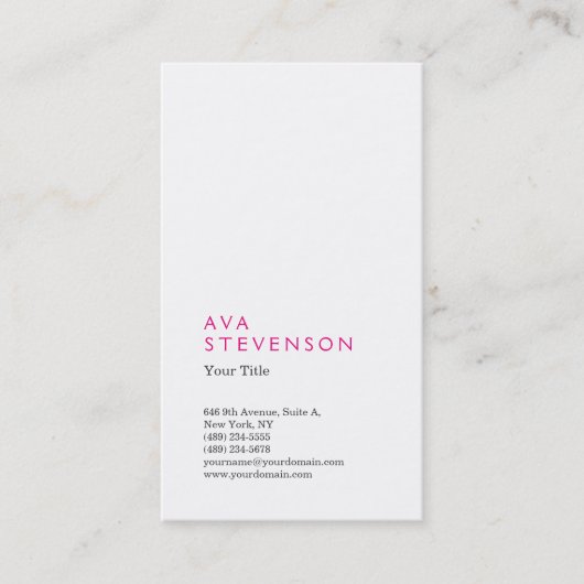 Roze witte minimalistische vlek moderne profession visitekaartje (Voorkant)