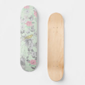  roze witte mint vogelpest collage persoonlijk skateboard (Voorkant)