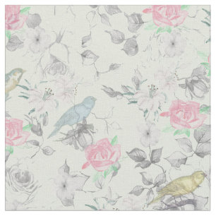  roze witte mint vogelpest collage stof