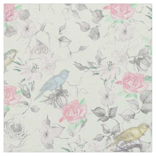 roze witte mint vogelpest collage stof (Close Up)