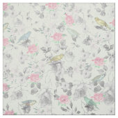 roze witte mint vogelpest collage stof (Swatch)