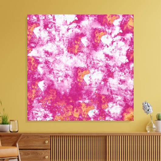 Roze witte, moderne Abstracte verf Canvas Afdruk (Insitu (Woonkamer))