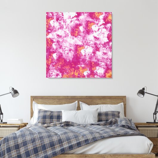 Roze witte, moderne Abstracte verf Canvas Afdruk (Insitu (Slaapkamer))