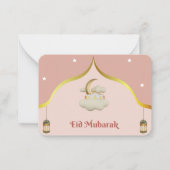 Roze witte, moderne eïde Kaart Notitiekaartje (Voorkant)