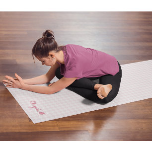 Roze witte moderne gecheckte monogram-oefening yogamat