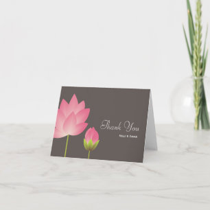 Roze witte moderne grijs van de lotusbloembloem bedankkaart