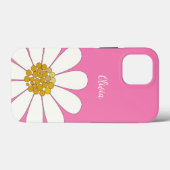 Roze Witte Moderne Madeliefjesbloem Personaliseer Case-Mate iPhone Case (Achterkant (horizontaal))