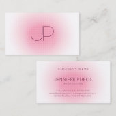 Roze witte moderne monogram professionele legant visitekaartje (Voorkant / Achterkant)