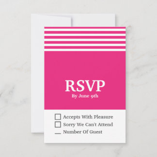 Roze & Witte Moderne RSVP-reactiekaart 3.5 x 3" RSVP Kaartje