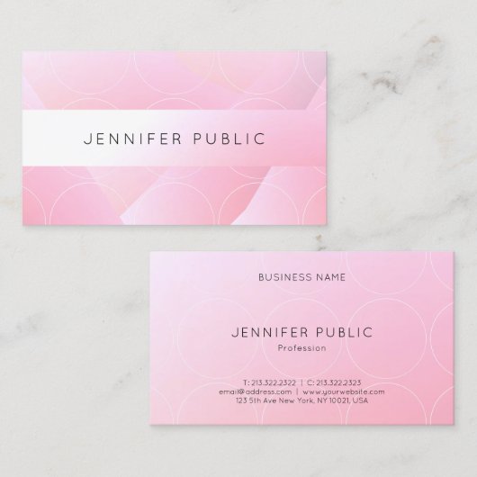 Roze witte moderne Sjabloon elegant design rendy Visitekaartje (Voorkant / Achterkant)