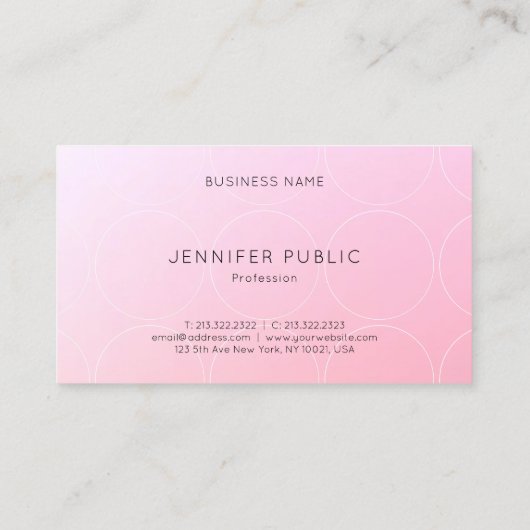 Roze witte moderne Sjabloon elegant design rendy Visitekaartje (Achterkant)