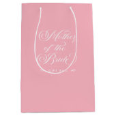 Roze Witte Moeder van de bruid Script Typografie Medium Cadeauzakje (Voorkant)