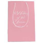 Roze Witte Moeder van de bruidegom Script Typograf Medium Cadeauzakje (Voorkant)