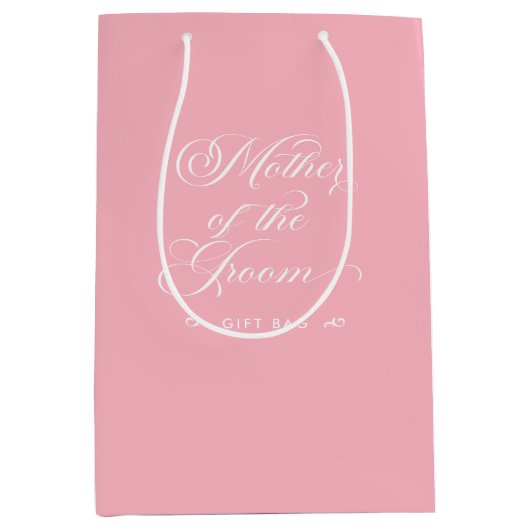 Roze Witte Moeder van de bruidegom Script Typograf Medium Cadeauzakje (Voorkant)