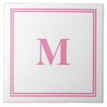 Roze Witte Monogram Initiaal Aangepaste naam Strip Tegeltje<br><div class="desc">Ontworpen met tekst sjabloon voor monogrammed initiaal dat u kunt aanpassen!</div>