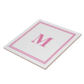 Roze Witte Monogram Initiaal Aangepaste naam Strip Tegeltje (Zijkant)