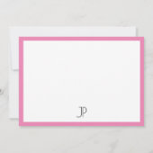 Roze witte monogram Initiaal Moderne Eenvoudige Sj Notitiekaartje (Achterkant)