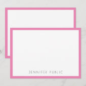 Roze witte monogram Initiaal Moderne Eenvoudige Sj Notitiekaartje (Voorkant / Achterkant)