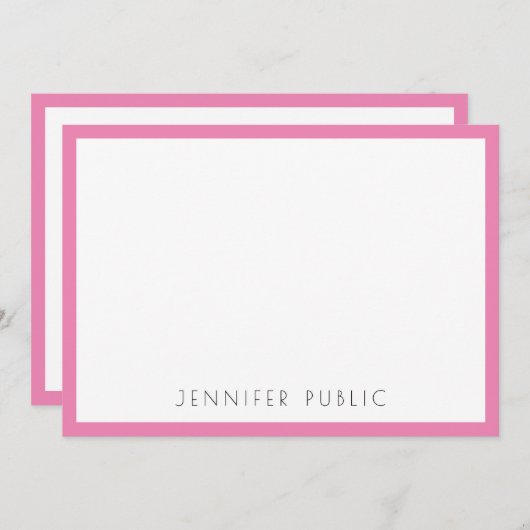 Roze witte monogram Initiaal Moderne Eenvoudige Sj Notitiekaartje (Voorkant / Achterkant)