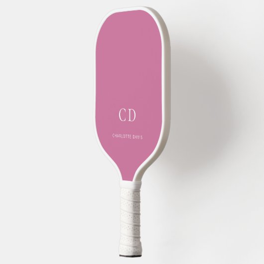 Roze witte monogram initiële naam pickleball paddle (Links)